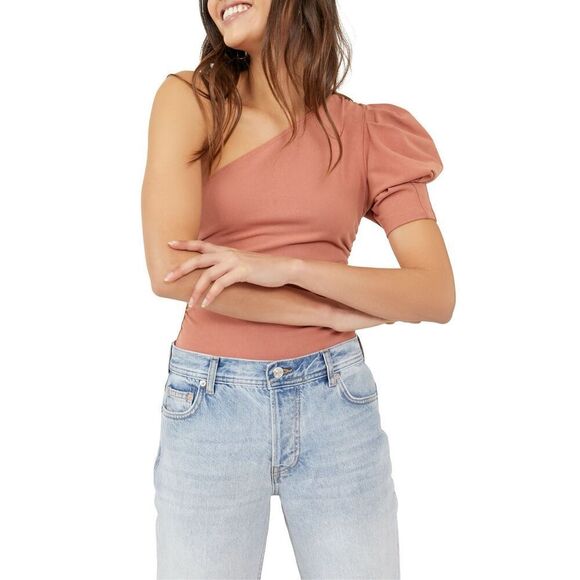 Free People Somethin Bout You One-Shoulder Bodysuit in Honey Eyed at Nordstrom, - Picture 1 of 3
